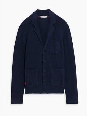 Alex Mill Mens Mitchell Linen Cotton-Blend Cardigan in Navy Blue X-Small Coastal